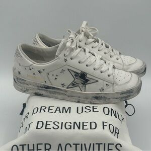 Golden Goose White Sneakers with Stardan limited edition Design.